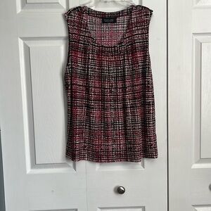 Evan Picone Black Label Red and Black Sleeveless Top